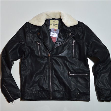 Hombre campera ecocuero cuello corderito desmontable 17075