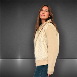 Mujer campera matelace combinado tejido frente cierre corta - HR