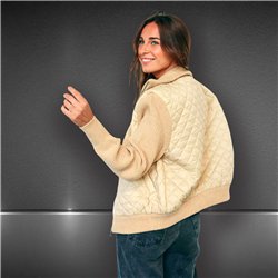 Mujer campera matelace combinado tejido frente cierre corta - HR