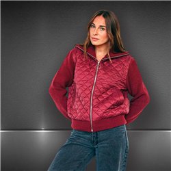 Mujer campera matelace combinado tejido frente cierre corta - HR