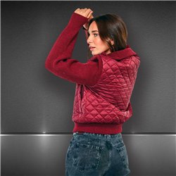 Mujer campera matelace combinado tejido frente cierre corta - HR