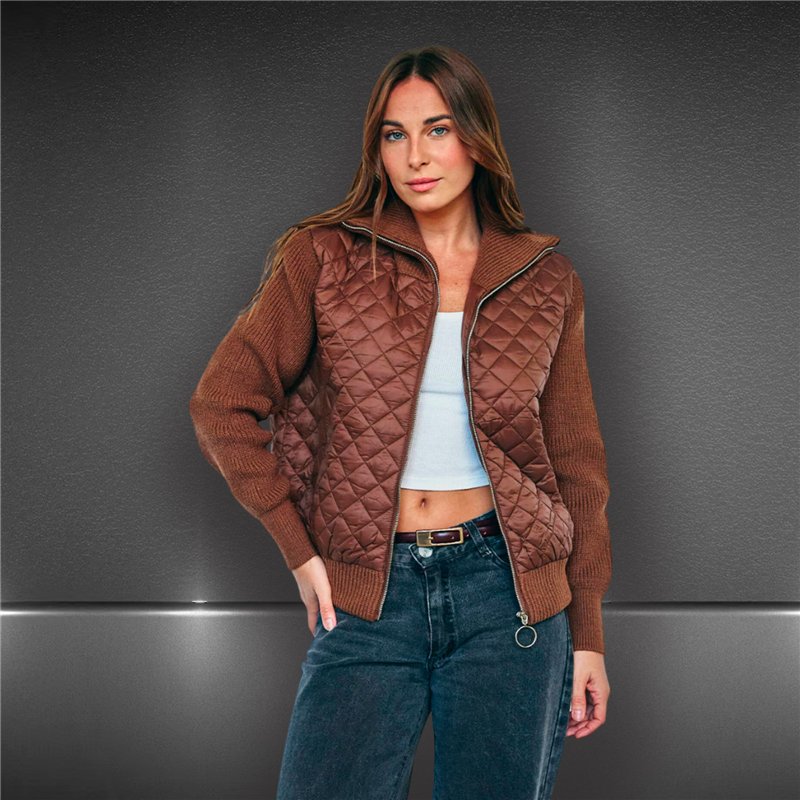 Mujer campera matelace combinado tejido frente cierre corta - HR