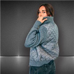 Mujer campera matelace combinado tejido frente cierre corta - HR