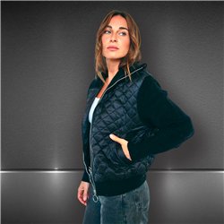 Mujer campera matelace combinado tejido frente cierre corta - HR