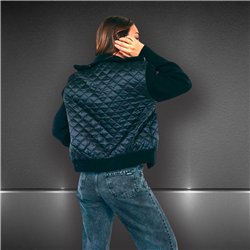 Mujer campera matelace combinado tejido frente cierre corta - HR