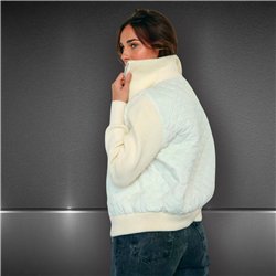 Mujer campera matelace combinado tejido frente cierre corta - HR