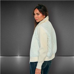 Mujer campera matelace combinado tejido frente cierre corta - HR