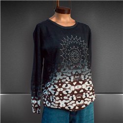 Mujer sweater bremer amplio frente tachas combinado print - OG