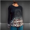 Mujer sweater bremer amplio frente tachas combinado print - OG