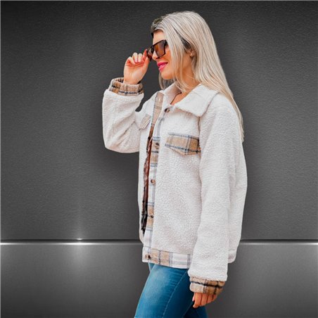 Mujer camisaco peluche vista cuadrille - FRA