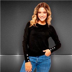 Mujer sweater bremer liso mangas botones brillo - FRA