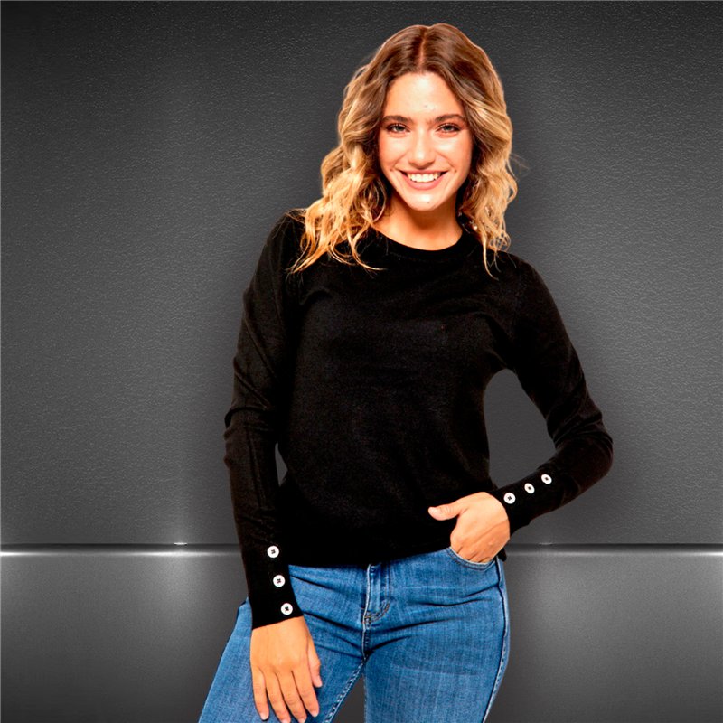 Mujer sweater bremer liso mangas botones brillo - FRA