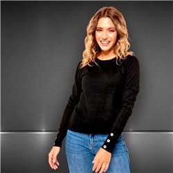 Mujer sweater bremer liso mangas botones brillo - FRA