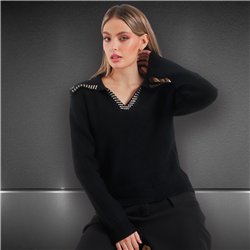 Mujer sweater bremer cuello chomba strass - FRA