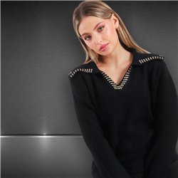 Mujer sweater bremer cuello chomba strass - FRA