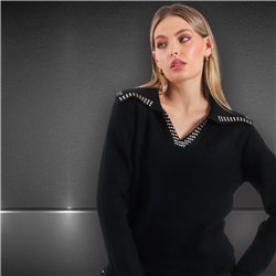 Mujer sweater bremer cuello chomba strass - FRA