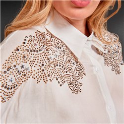 Mujer camisa poplin brillo en canezu - FRA