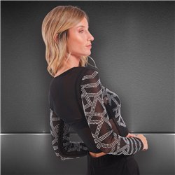 Mujer remera tull corta frente strass - FRA