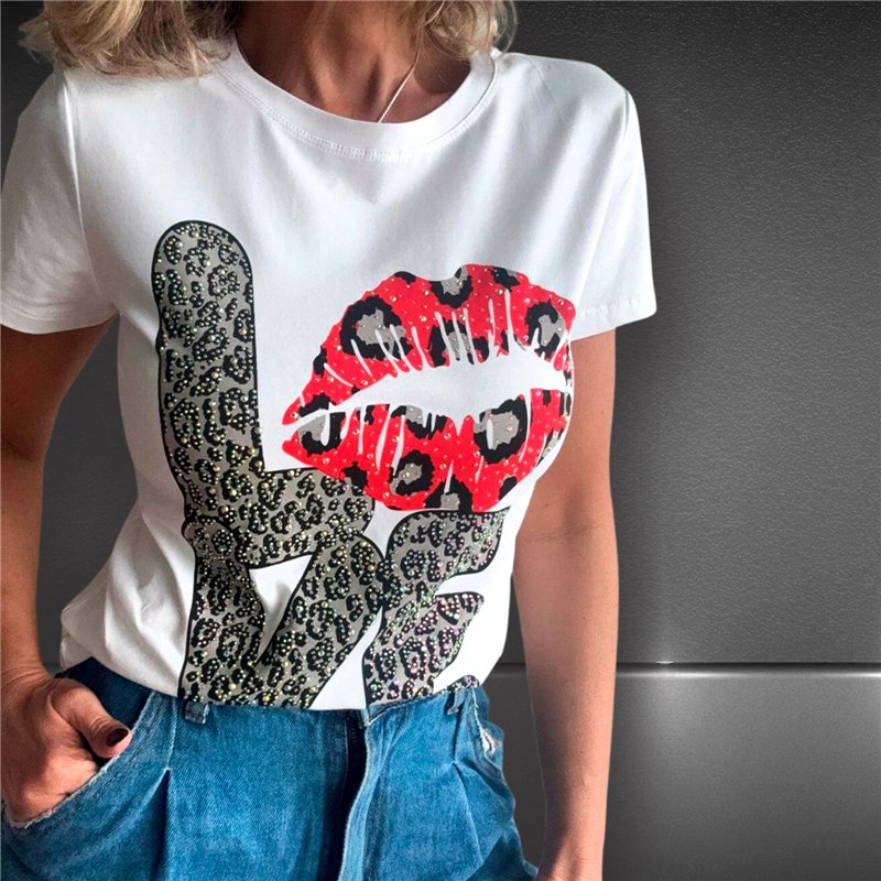 Mujer remera algodon brillo estampa LOVE NOCA - FRA