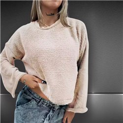 Mujer buzo peluche abertura en mangas - EM