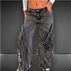 Mujer pantalon jean wide leg super desflecado - EM