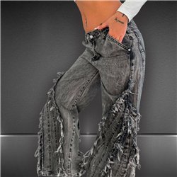 Mujer pantalon jean wide leg super desflecado - EM