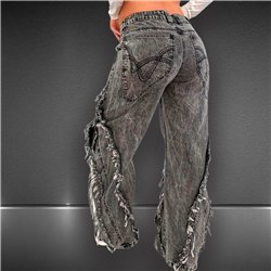 Mujer pantalon jean wide leg super desflecado - EM