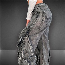 Mujer pantalon jean wide leg super desflecado - EM