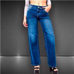 Mujer pantalon jean recto elastizado - BEL