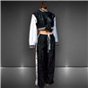 Mujer conjunto acetato campera corta pantalon tachas laterales - JI