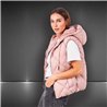 Mujer chaleco puffer con piel capucha - HL