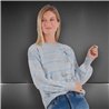 Mujer sweater tejido lana frente bordado flores lentejuelas - FRA