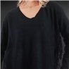 Mujer sweater bremer amplio escote V flecos laterales - FRA