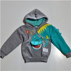 Nene buzo friza capucha bordado dinosaurio