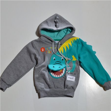 Nene buzo friza capucha bordado dinosaurio