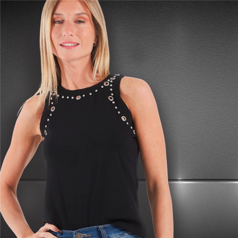 Mujer musculosa algodon arandela estrass - FRA