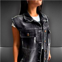Mujer chaleco jean largo oversize - LL