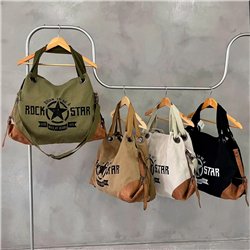 Bolso lona amplio estampa ROCK START - GO