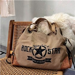 Bolso lona amplio estampa ROCK START - GO
