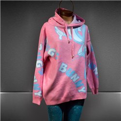 Mujer Sweater tejido lana capucha estampa conejo BAD BUNNY - ANY