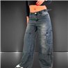 Mujer pantalon jean cargo hebilla en cintura - EM