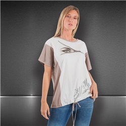 Mujer remeron algodon combinado frente ojo estras - FRA