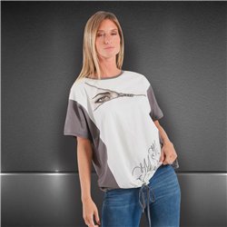 Mujer remeron algodon combinado frente ojo estras - FRA