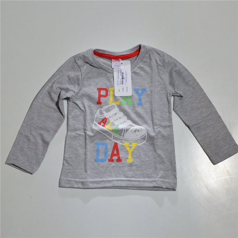 Nene remera algodon mangas largas estampa zapatilla