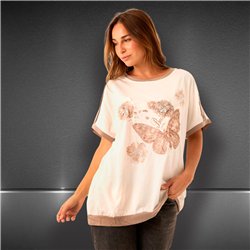 Mujer remeron algodon amplio frente aplique MARIPOSAS - FRA