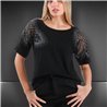Mujer remera algodon lycra hombro bordado estrass - FRA