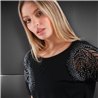 Mujer remera algodon lycra hombro bordado estrass - FRA