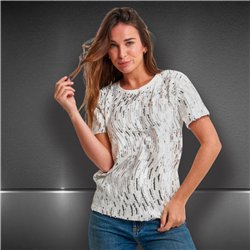 Mujer remera lycra creep bordada lentejuelas - FRA