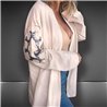 Mujer kimono lino bordado espalda en mangas - FRA