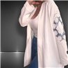 Mujer kimono lino bordado espalda en mangas - FRA